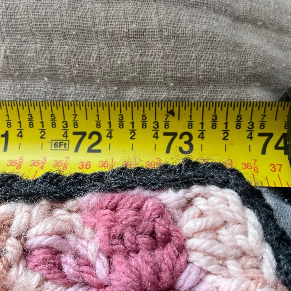 Handmade‎ Crochet Striped Blanket Multi Color Boho Cozy Cottagecore Grannycore
